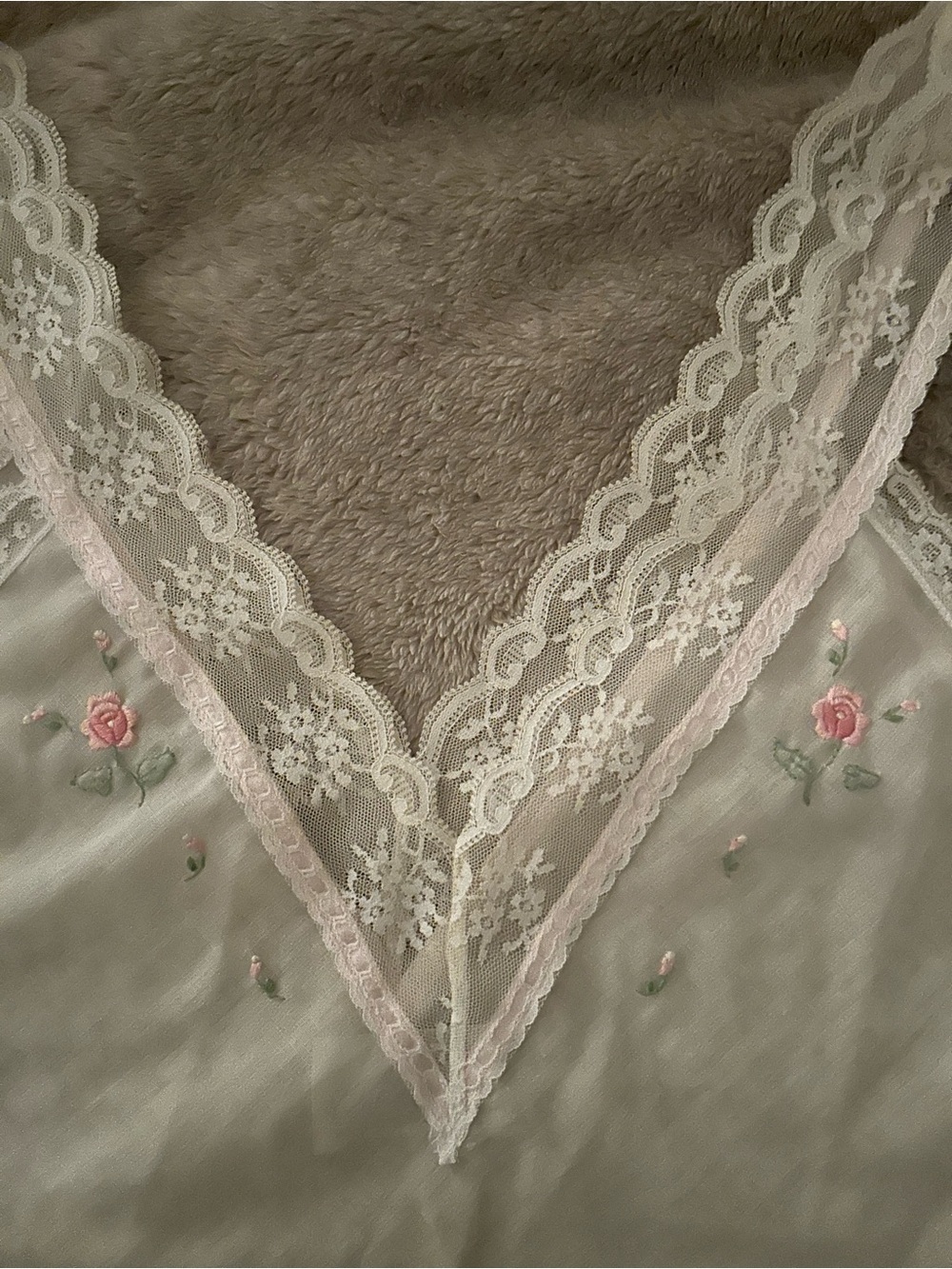 Vintage Nicole Cotton Blend Lace Cami Top M Pink Rose Embroidered 90s